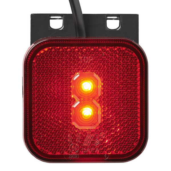 Feu de position arrière 12/24V rouge 65 x 65 mm LED avec support