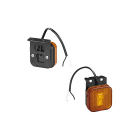 Feu de position latéral 12/24V orange 65 x 65 mm LED avec support