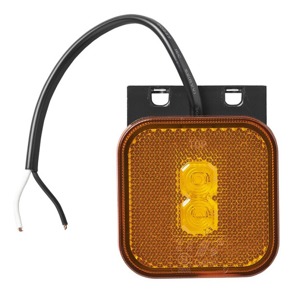 Feu de position latéral 12/24V orange 65 x 65 mm LED avec support