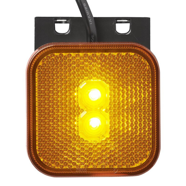 Feu de position latéral 12/24V orange 65 x 65 mm LED avec support