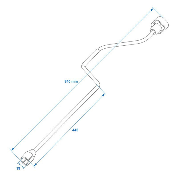 Manivelle 840 mm/19 mm pour vérins stabilisateurs