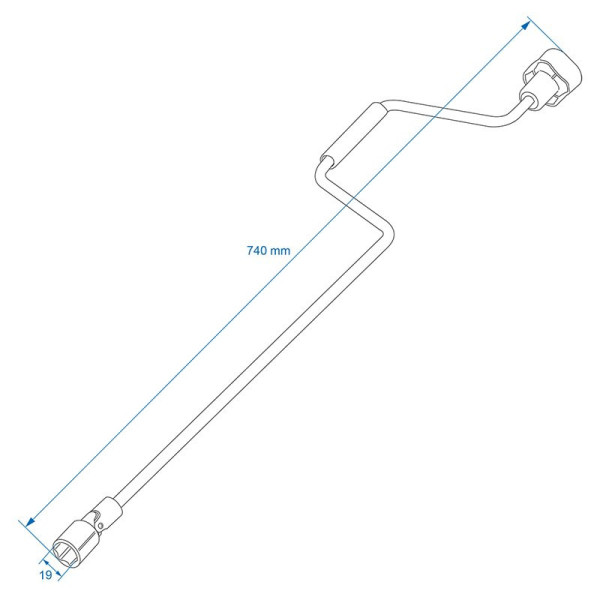Manivelle 740 mm avec joint de cardan de 19 mm pour vérins stabilisateurs