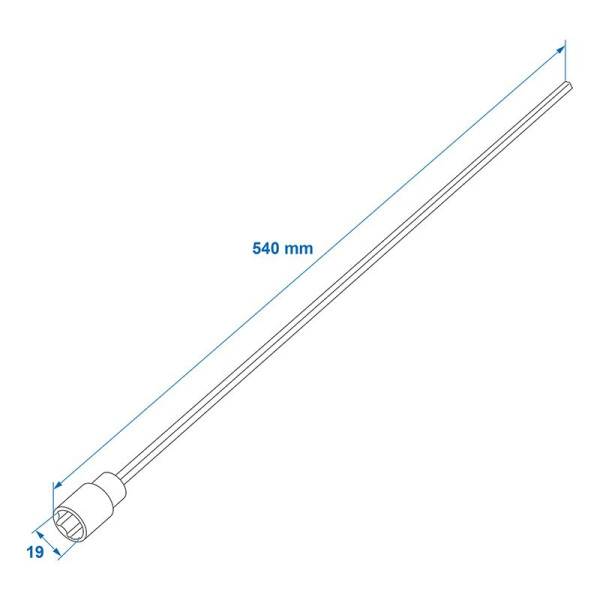 Ambout de manivelle 540mm / 19mm pour vérin stabilisateur