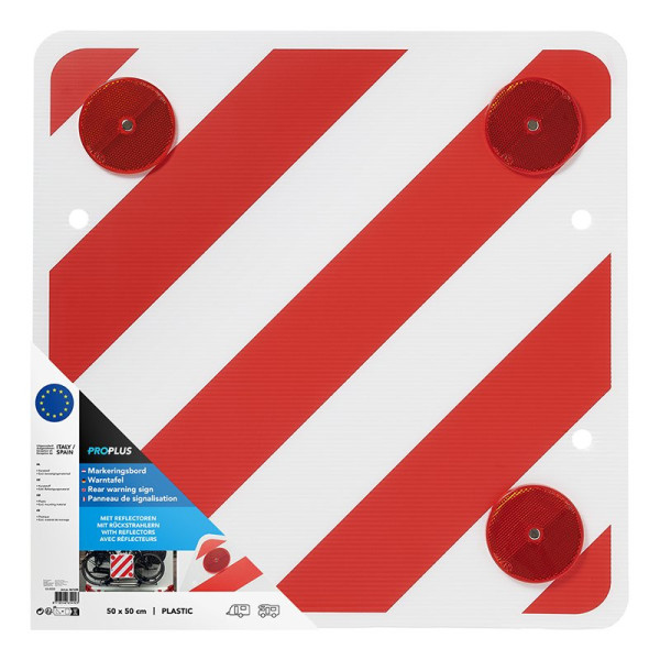 Panneau de signalisation plastique 50x50cm avec réflecteurs