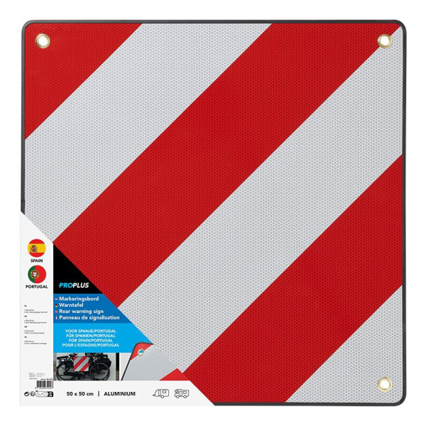 Panneau de signalisation aluminium 50 x 50 cm pour l'Espagne/le Portugal