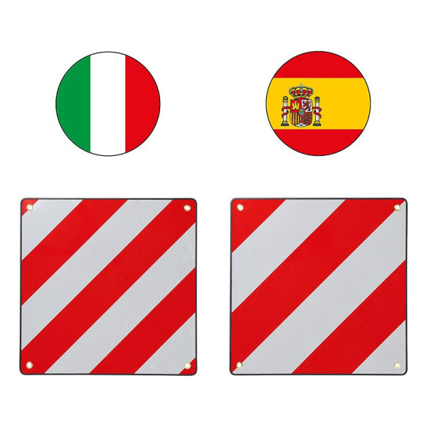 Panneau de signalisation aluminium 50 x 50 cm pour Italie + l'Espagne/le Portugal 3 in 1
