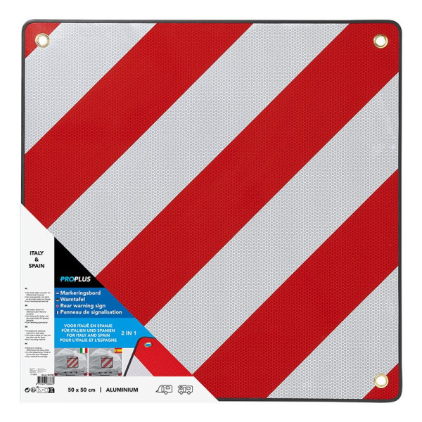 Panneau de signalisation aluminium 50 x 50 cm pour Italie + l'Espagne/le Portugal 3 in 1