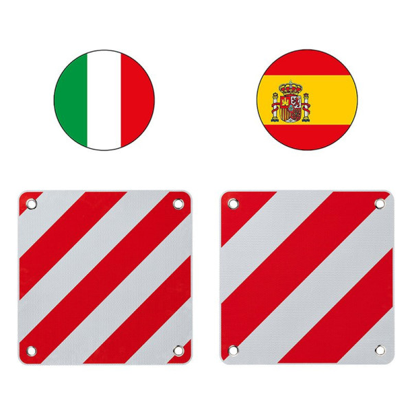 Panneau de signalisation 50 x 50 cm pour Italie + l'Espagne/le Portugal 3 in 1