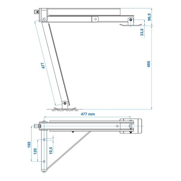 Vérin stabilisateur compact pour l'avant droit et l'arrière gauche 600 kg