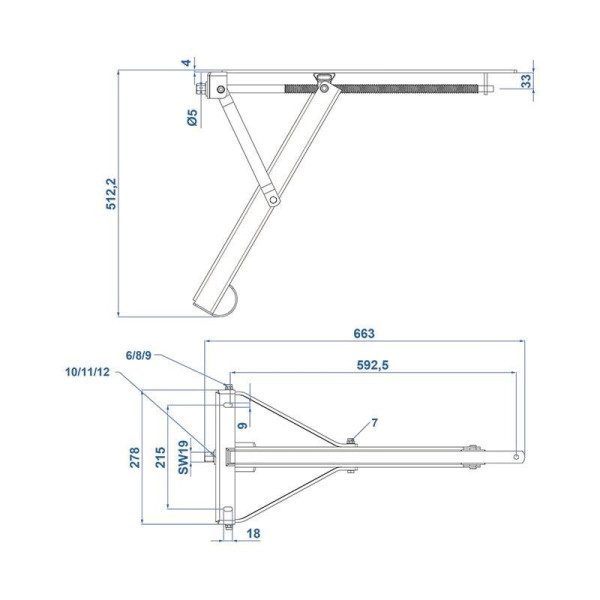 Vérin stabilisateur 450 kg L: 663 mm H:512 mm