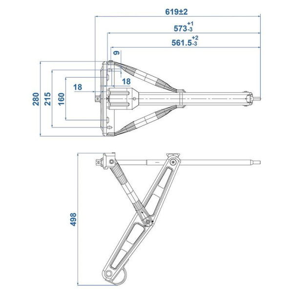 Vérin stabilisateur 1500 kg L: 619 mm H:498 mm