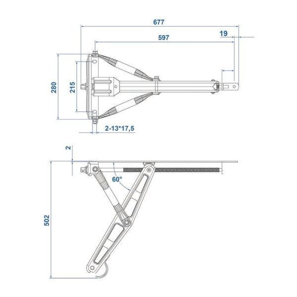 Vérin stabilisateur 1500 kg L: 677 mm H:502 mm