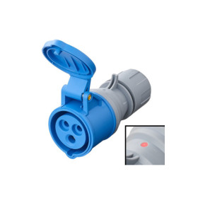 Prise CEE 16A avec boîtier démontable bleu/gris avec témoin lumineux