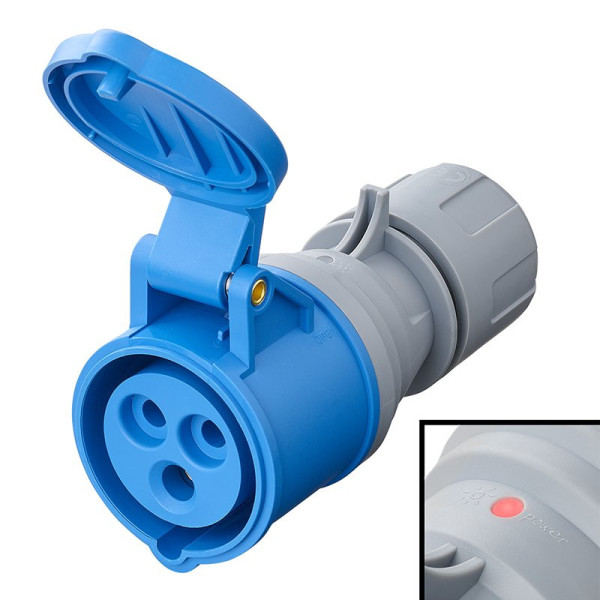 Prise CEE 16A avec boîtier démontable bleu/gris avec témoin lumineux