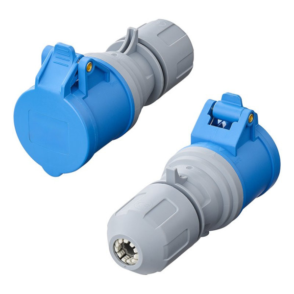 Prise CEE 16A avec boîtier démontable bleu/gris avec témoin lumineux