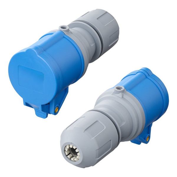 Prise CEE 16A avec boîtier démontable bleu/gris avec témoin lumineux