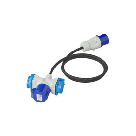 5mm² fiche CEE vers prise 2xSchuko + 1xCEE