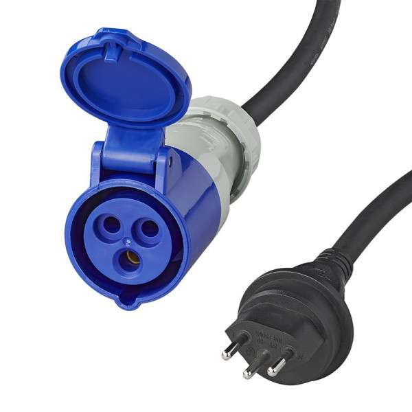 Câble adaptateur 40cm 3x2,5mm² fiche Suisse vers prise CEE