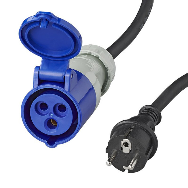 Câble adaptateur 40cm 3x2,5mm² fiche Schuko vers prise CEE