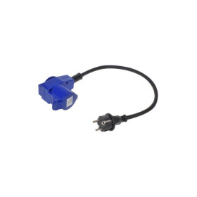 Câble adaptateur 40cm fiche Schuko vers prise coudée CEE + prise Schuko