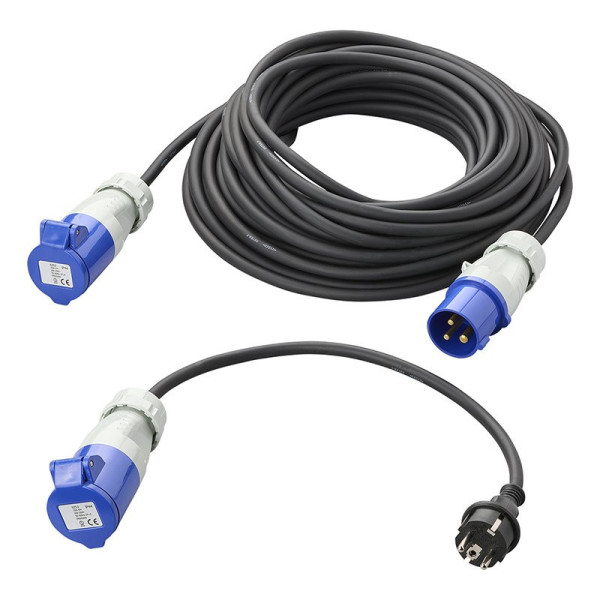 5mm + câble adaptateur 40cm prise Schuko à CEE dans sac