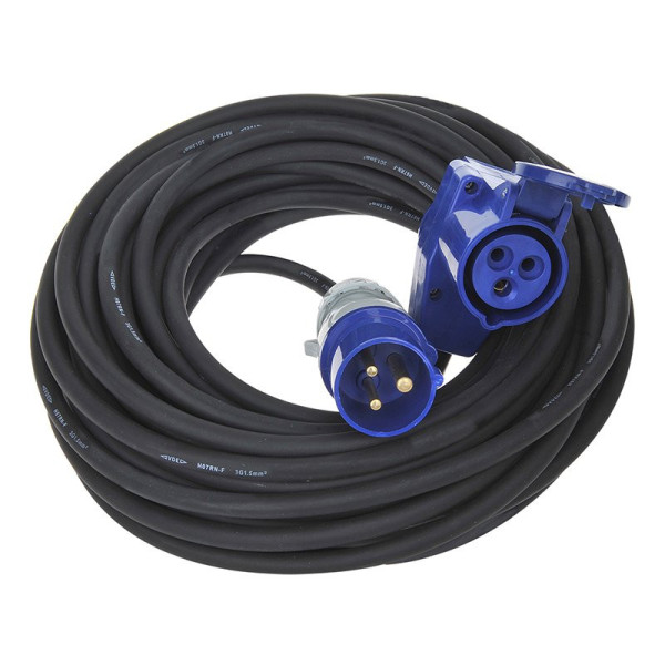 Câble d'extension CEE 10M avec prise coudée CEE + prise Schuko 3x1