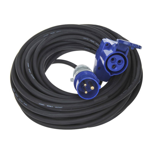Câble d'extension CEE 25M avec prise coudée CEE + prise Schuko 3x2