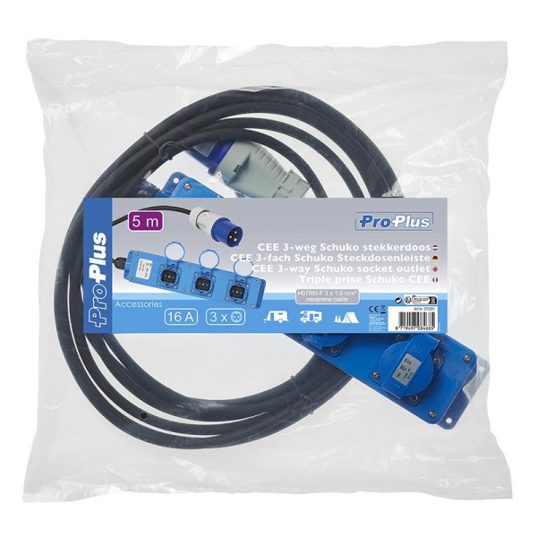 Triple prise Schuko 5M CEE 3x 1,5 mm²