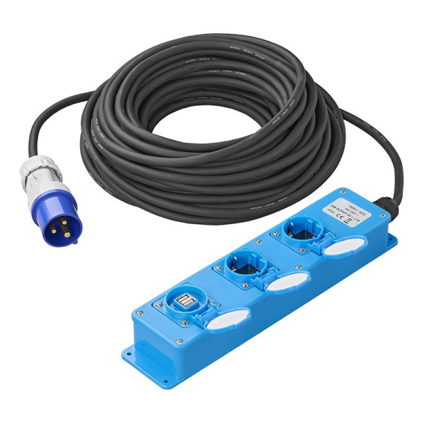 Triple prise (2xSchuko + 1x2-USB) 20M CEE 3x 1