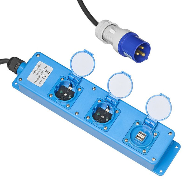 Triple prise (2xSchuko + 1x2-USB) 20M CEE 3x 1,5 mm²