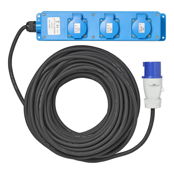 Triple prise (2xSchuko + 1x2-USB) 20M CEE 3x 1,5 mm²