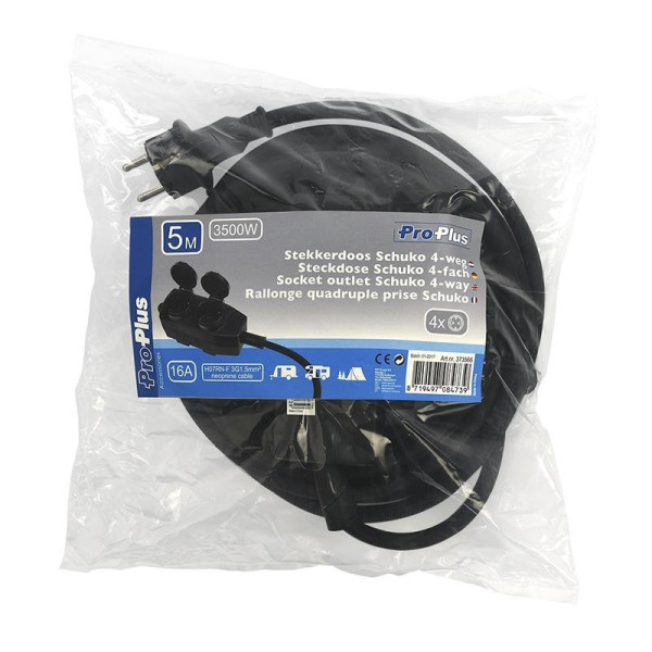 Rallonge quadruple prise Schuko 5M 3x 1,5 mm²