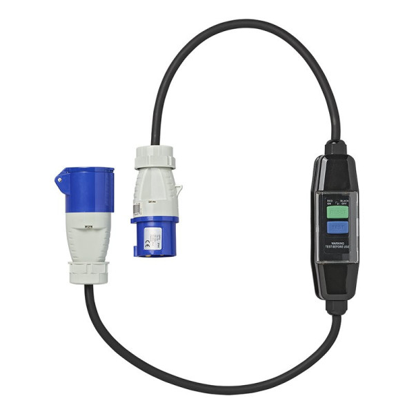 Câble adaptateur 120cm 3x1.5mm² CEE + disjoncteur de fuite à la terre