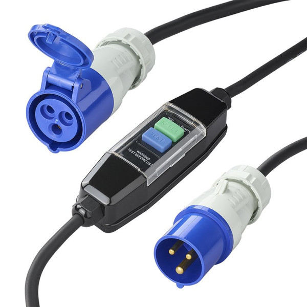 Câble adaptateur 120cm 3x1.5mm² CEE + disjoncteur de fuite à la terre