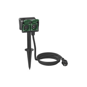 Prise de jardin Schuko quadruple avec piquet 2M 3x2