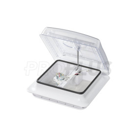 Lanterneau 280x280 mm sans ventilation permanente transparent avec ventilateur