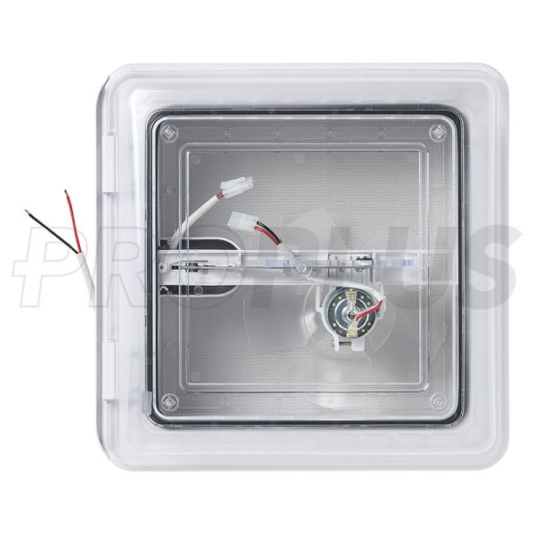 Lanterneau 280x280 mm sans ventilation permanente transparent avec ventilateur