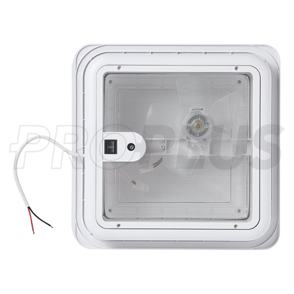 Lanterneau 280x280 mm sans ventilation permanente transparent avec ventilateur