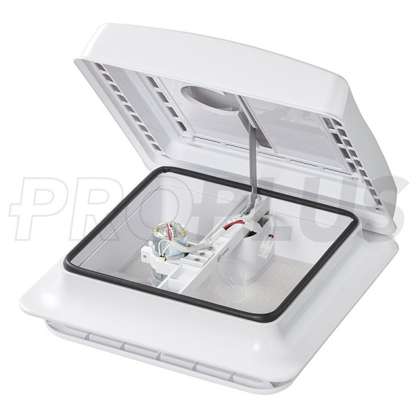 Lanterneau 280x280 mm sans ventilation permanente blanche avec ventilateur