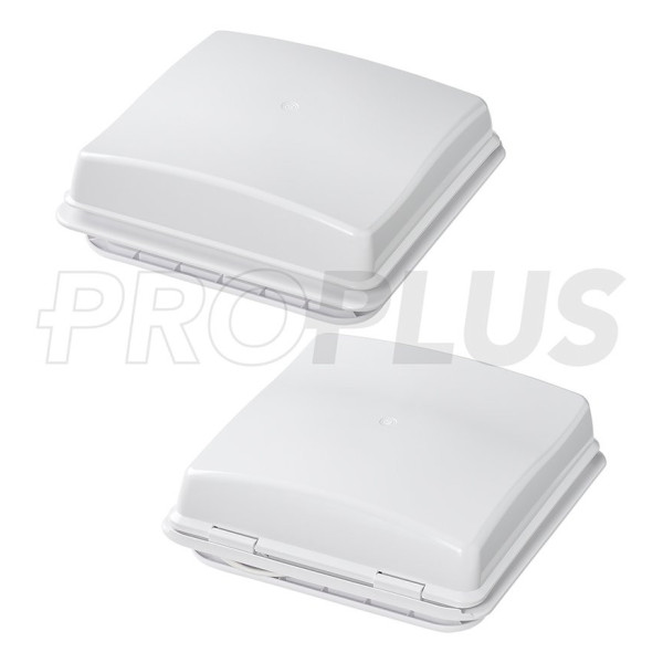 Lanterneau 280x280 mm sans ventilation permanente blanche avec ventilateur