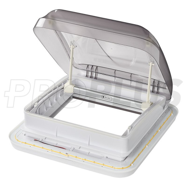 Lanterneau 400x400 mm sans ventilation permanente transparente avec led