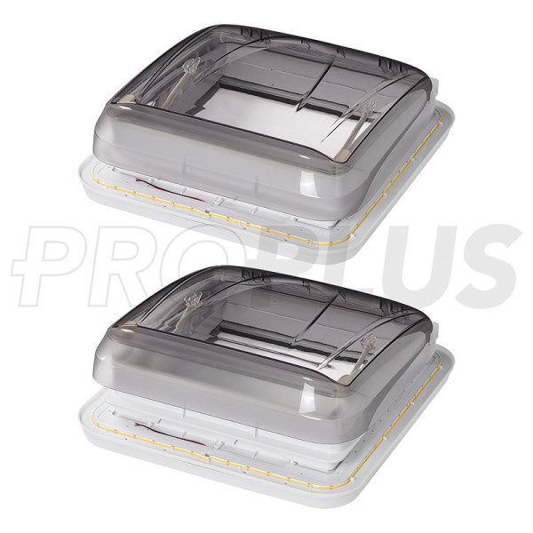 Lanterneau 400x400 mm sans ventilation permanente transparente avec led