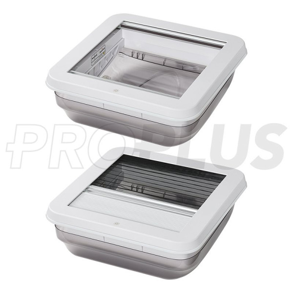 Lanterneau 400x400 mm sans ventilation permanente transparente avec led