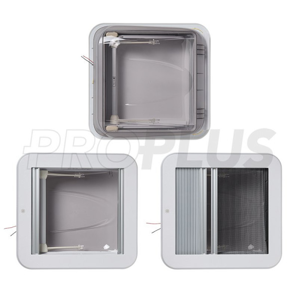 Lanterneau 400x400 mm sans ventilation permanente transparente avec led