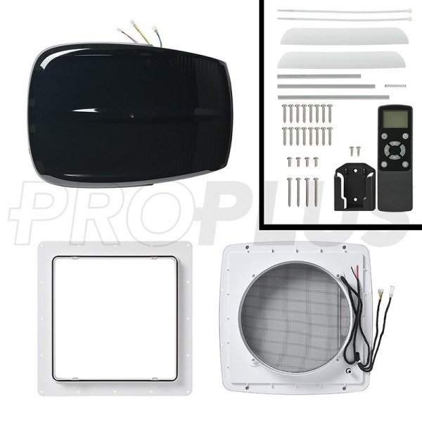 Lanterneau DeLuxe 400x400 mm noir avec ventilateur