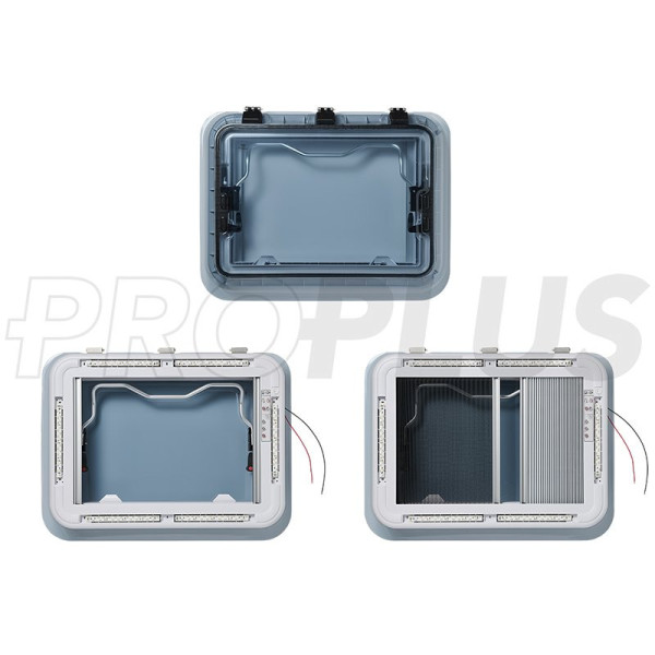 Lanterneau 700x500 mm sans ventilation permanente transparent led