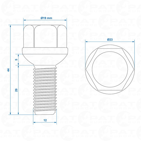 AL-KO Boulon de roue pour tambour de frein M12 x 1,5 SW19