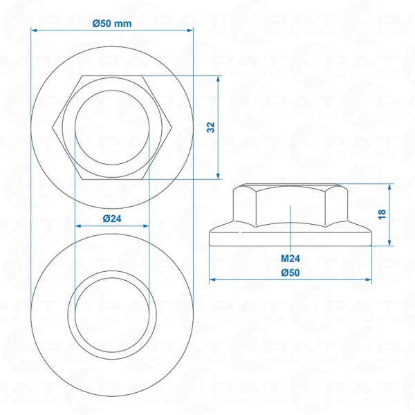 AL-KO / BPW Ecrou de moyeu 2051/1637 M24 x 1.5 mm