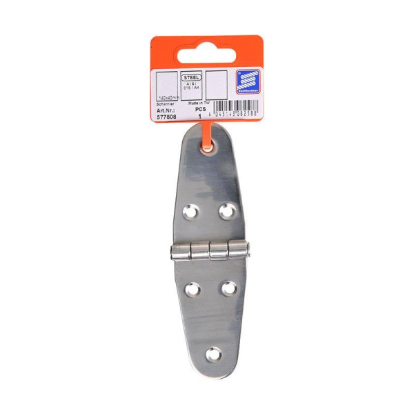 Charnière 145x72 mm, V4A RVS AISI 316, 6 trous